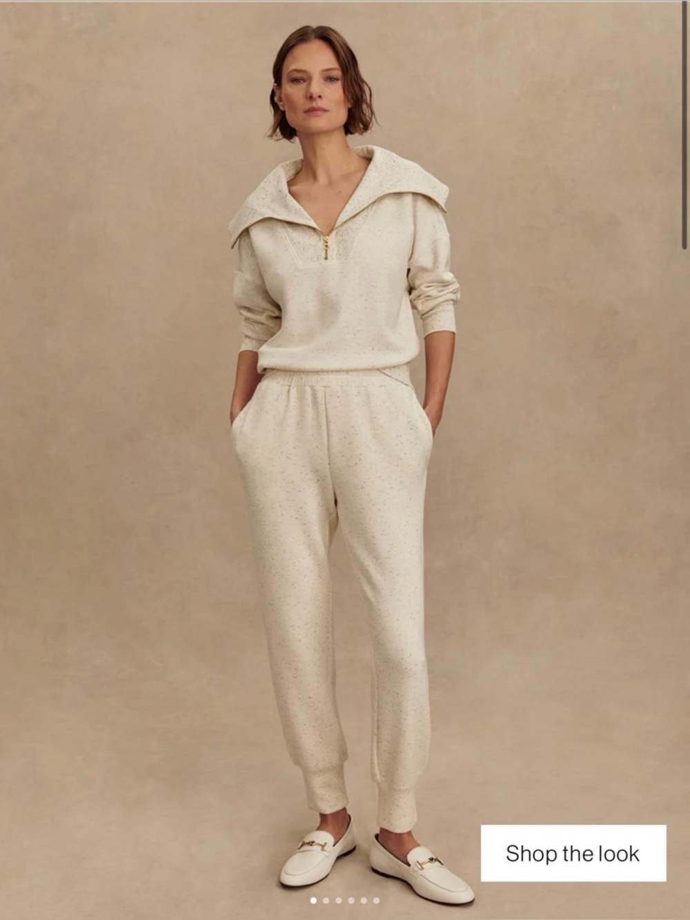 NWT Varley The Relaxed Pant 27.5 Medium DoubleSoft - Ivory Marl Fleck